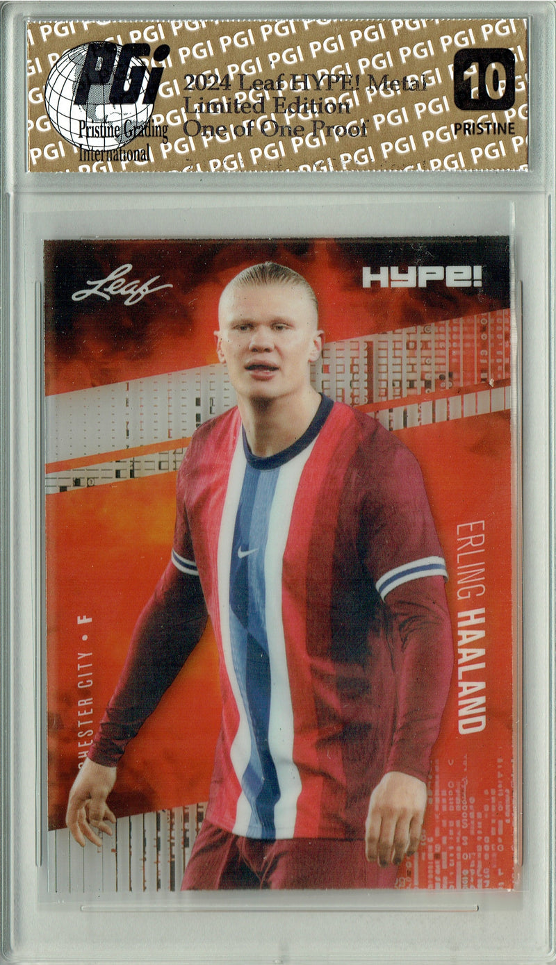 Erling Haaland 2024 Leaf HYPE! Metal #HM-05 Matrix 1/1 Proof Rare Card PGI 10