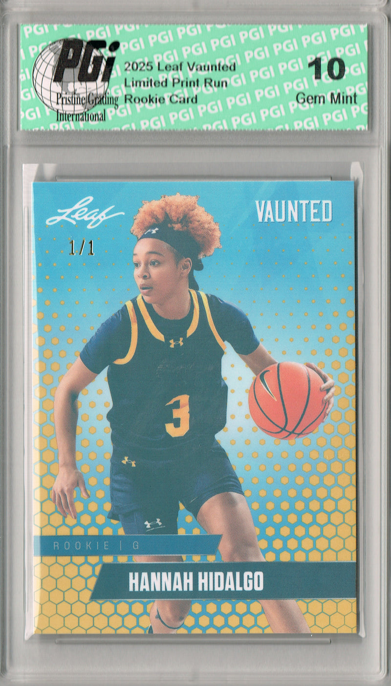 Hannah Hidalgo 2025 Leaf Vaunted #V-03 Gold Shimmer 1 of 1 Rookie Card PGI 10
