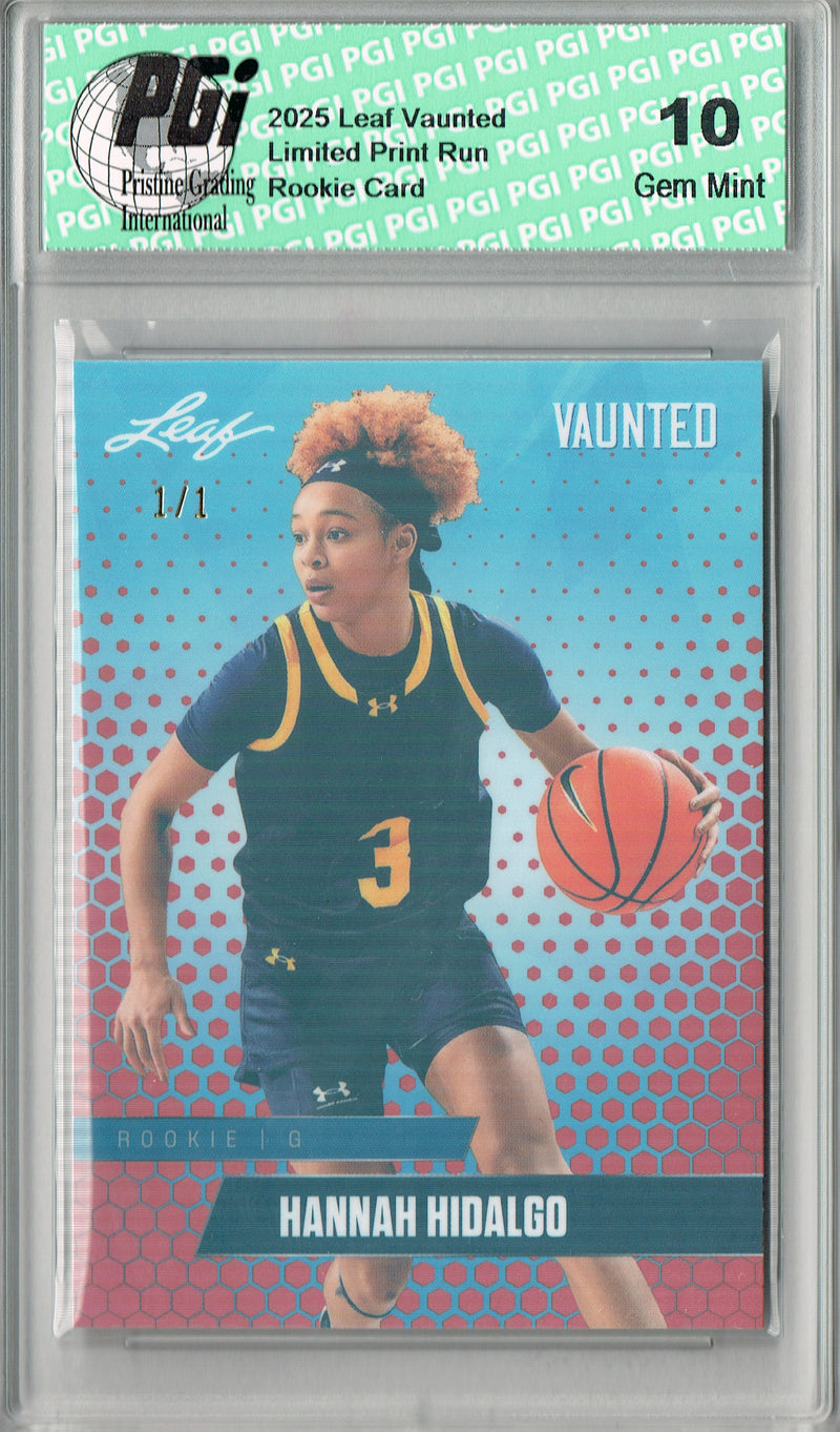 Hannah Hidalgo 2025 Leaf Vaunted #V-03 Orange Shimmer 1 of 1 Rookie Card PGI 10