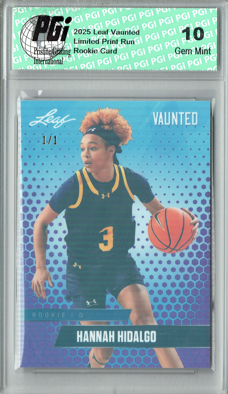 Hannah Hidalgo 2025 Leaf Vaunted #V-03 Purple Shimmer 1 of 1 Rookie Card PGI 10