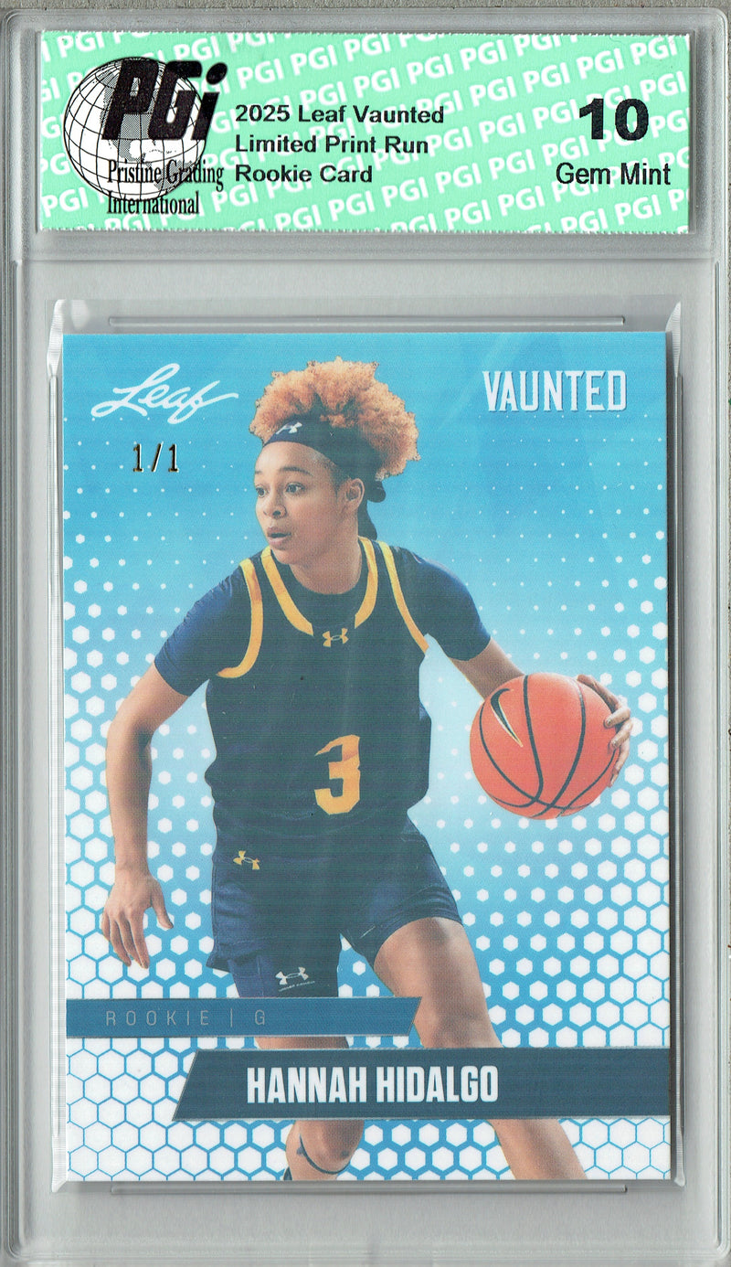 Hannah Hidalgo 2025 Leaf Vaunted #V-03 White Shimmer 1 of 1 Rookie Card PGI 10