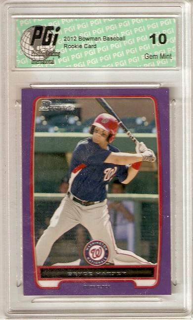 Bryce Harper 2012 Bowman Purple SP Nationals #BP10 Rookie Card PGI 10