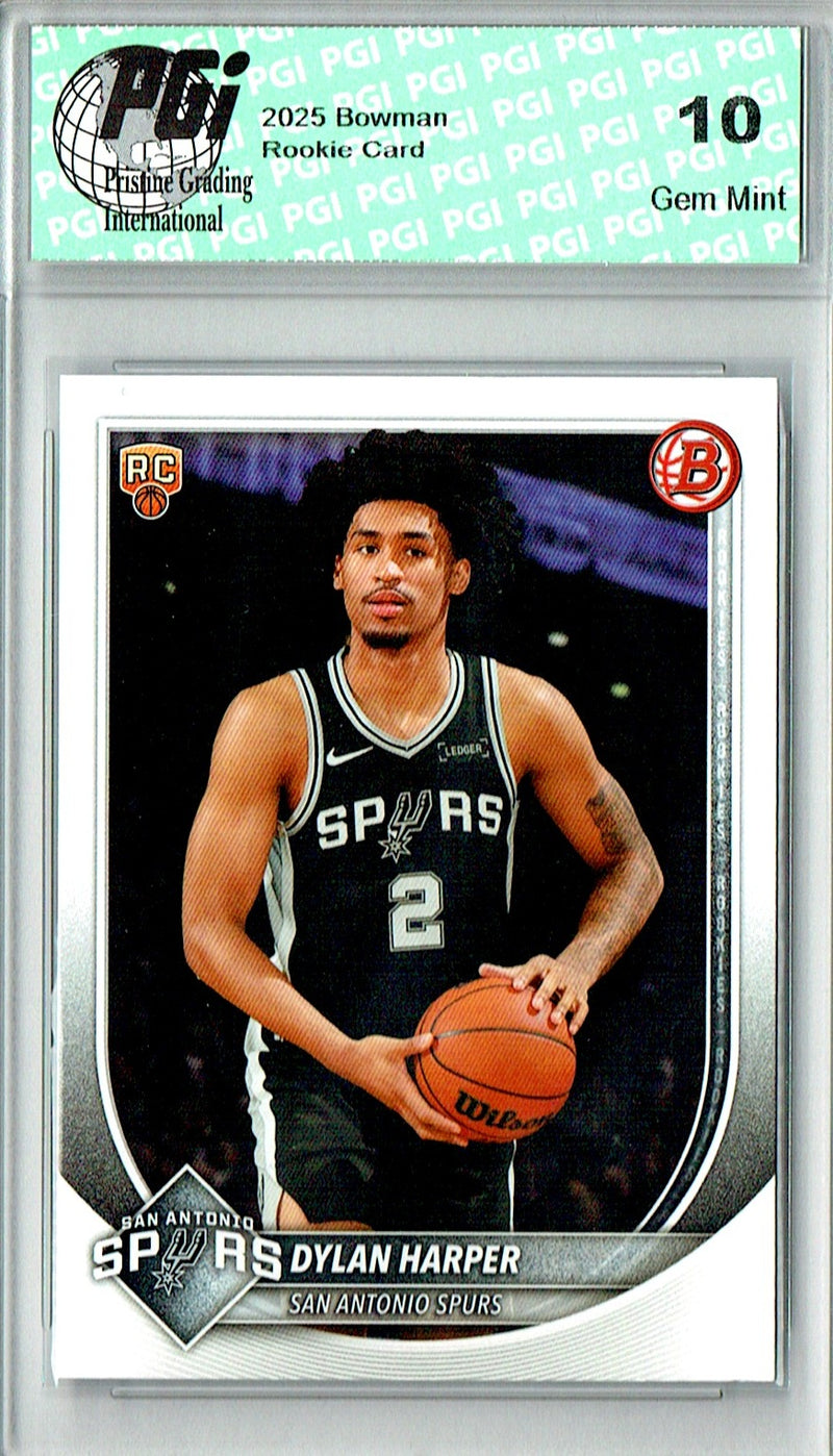 Dylan Harper Rookie Card 2025 Bowman #2, PGI 10, San Antonio Spurs Basketball