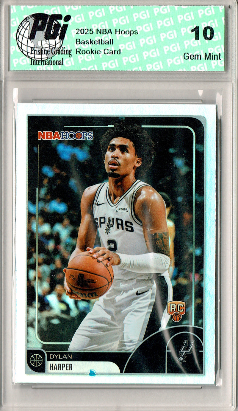 Dylan Harper Rookie Card 2025 NBA Hoops #7 Rainbow Foil, PGI 10, San Antonio Spurs Basketball