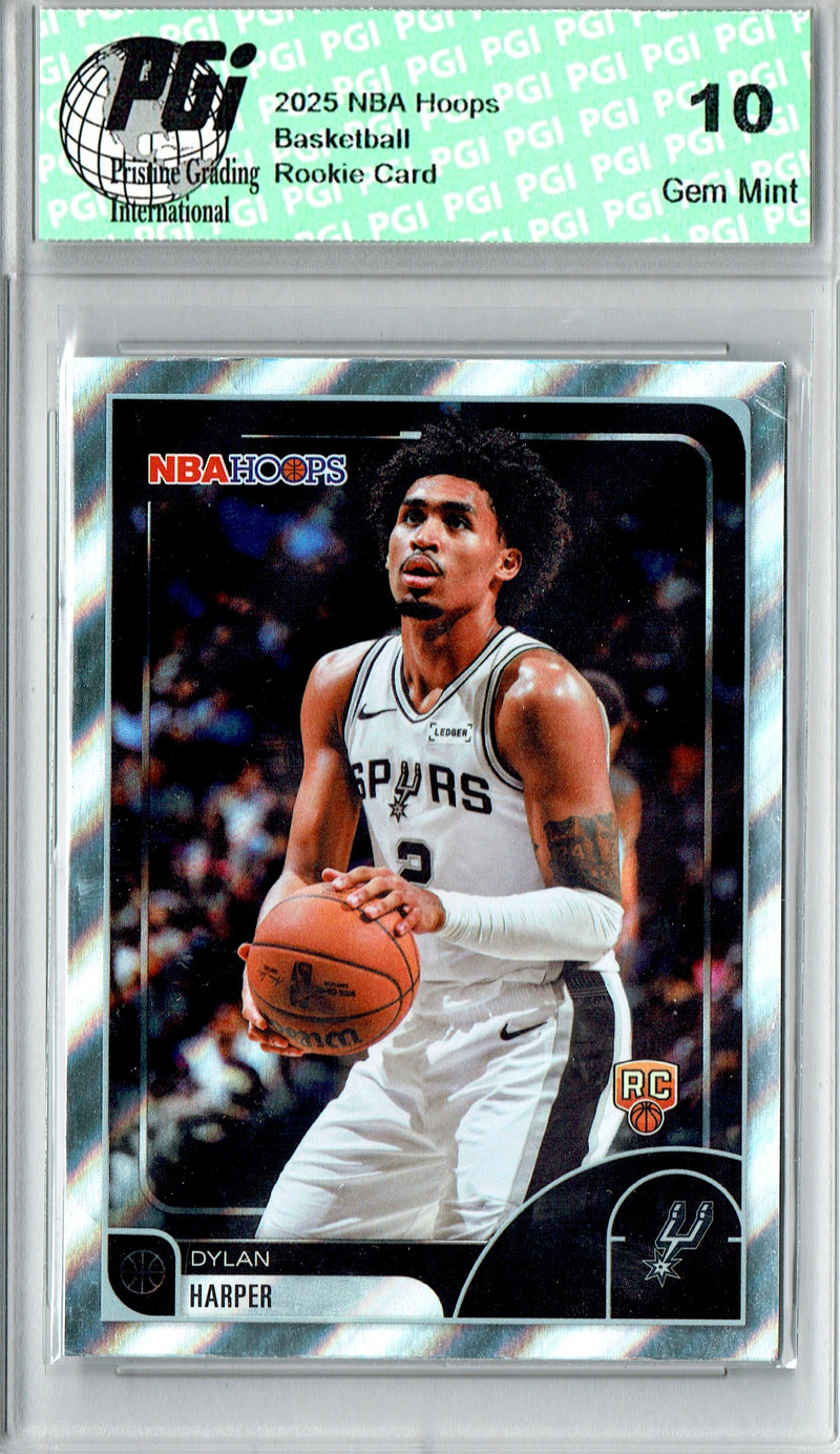 Dylan Harper Rookie Card 2025 NBA Hoops #7 Burst SP, PGI 10, San Antionio Spurs Basketball
