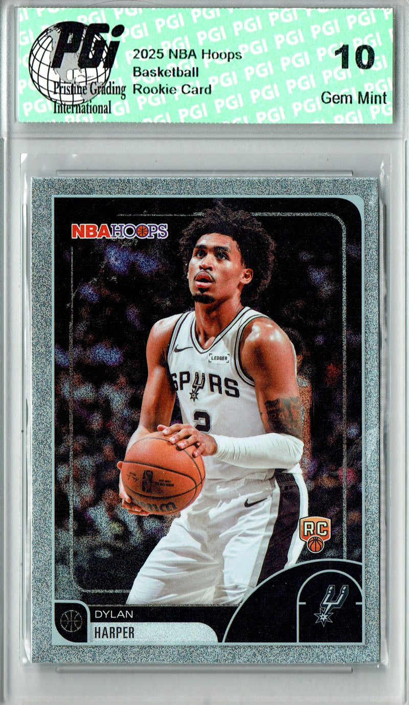Dylan Harper Rookie Card 2025 NBA Hoops #7 Glitter SP, PGI 10, San Antonio Spurs Basketball