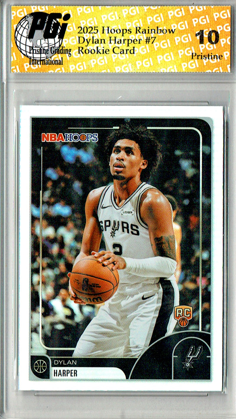 Dylan Harper Rookie Card 2025 Hoops #7 PRISTINE Rainbow, PGI 10, San Antonio Spurs Basketball