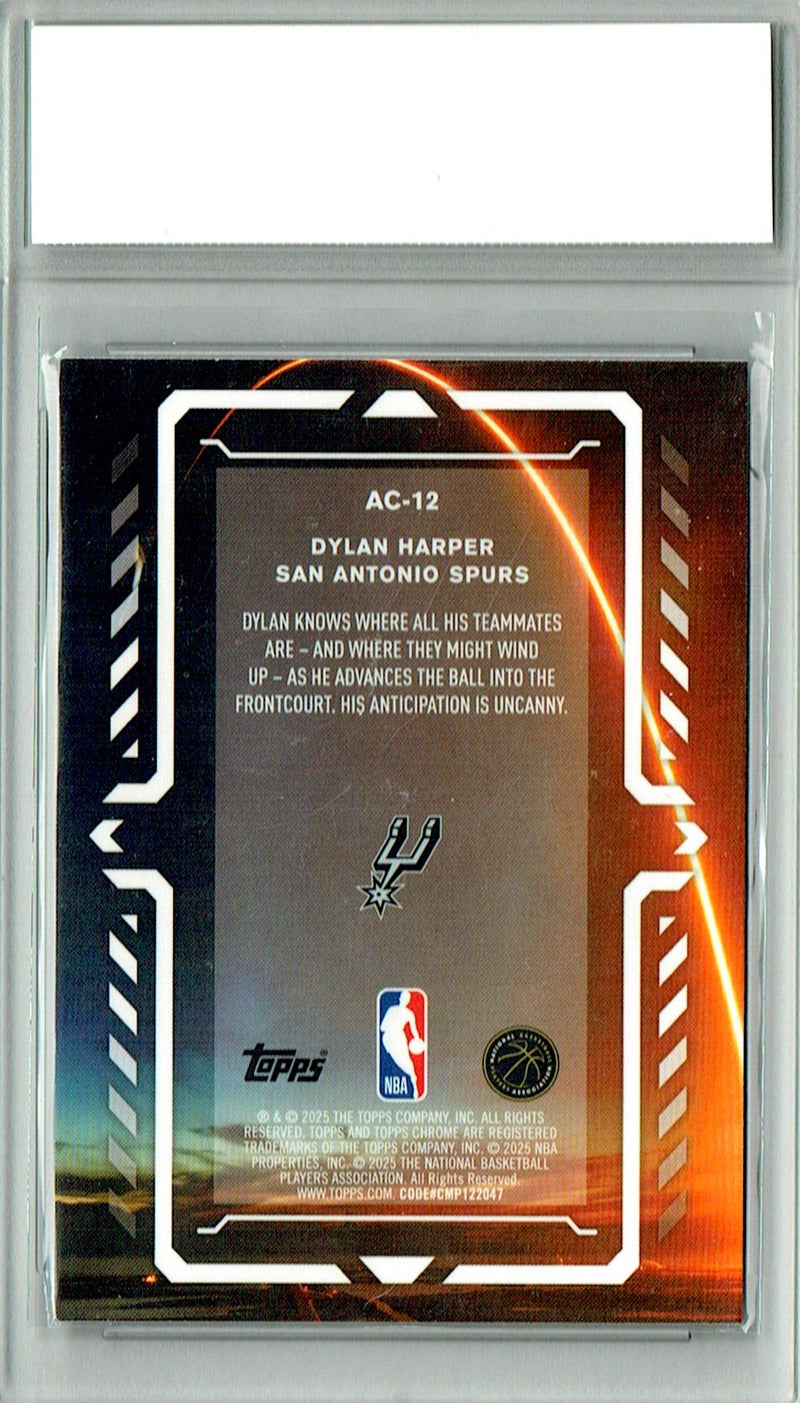 Dylan Harper Rookie Card 2025 Topps Chrome #AC-2 Activators, PGI 10, San Antonio Spurs Basketball