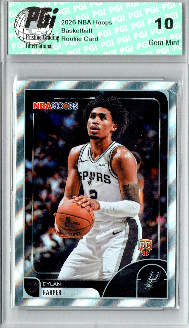 Dylan Harper Rookie Card 2025 NBA Hoops #7 Burst SP, PGI 10, San Antionio Spurs Basketball