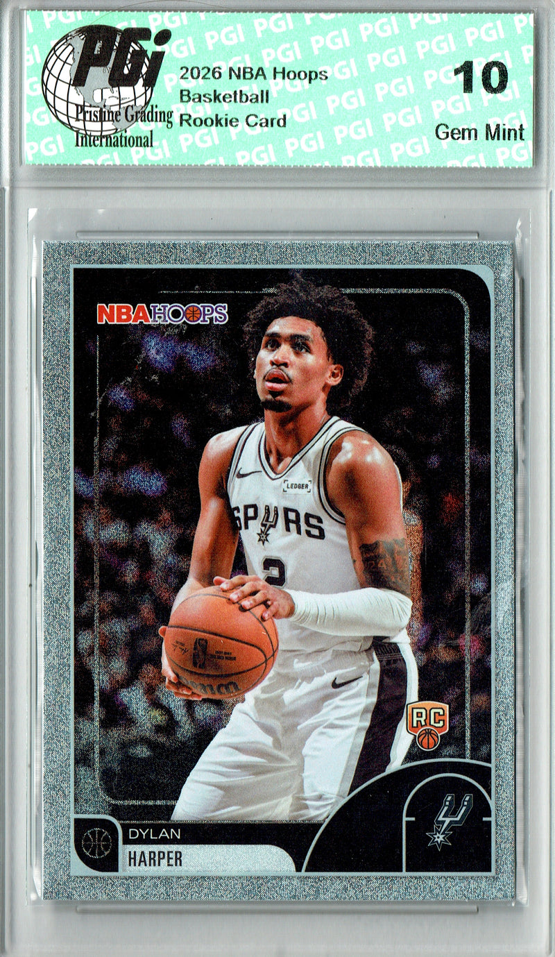 Dylan Harper Rookie Card 2025 NBA Hoops #7 Glitter SP, PGI 10, San Antonio Spurs Basketball