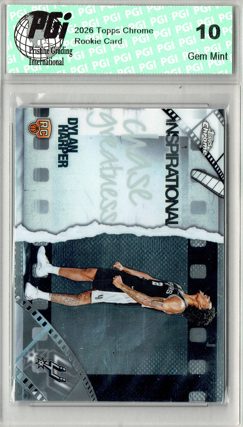 Dylan Harper Rookie Card 2025 Topps Chrome #IP-19 Inspirational, PGI 10, San Antonio Spurs Basketball
