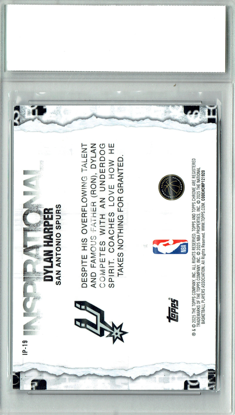 Dylan Harper Rookie Card 2025 Topps Chrome #IP-19 Inspirational, Certified Mint+ Condition, San Antonio Spurs Basketball