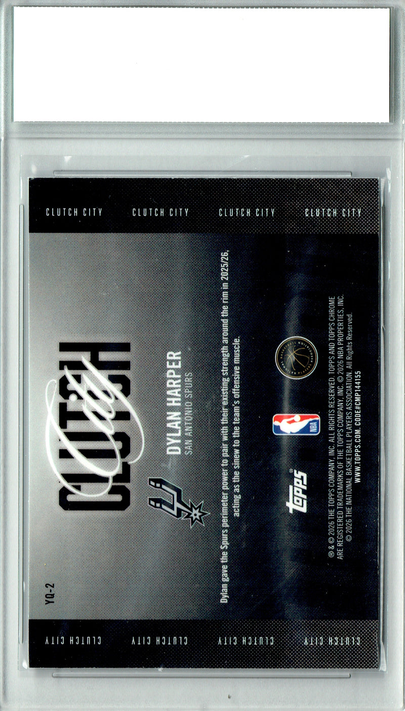 Dylan Harper Rookie Card 2025 Topps Chrome #YQ-2 Clutch City, Certified Mint+ Condition, San Antonio Spurs Basketball