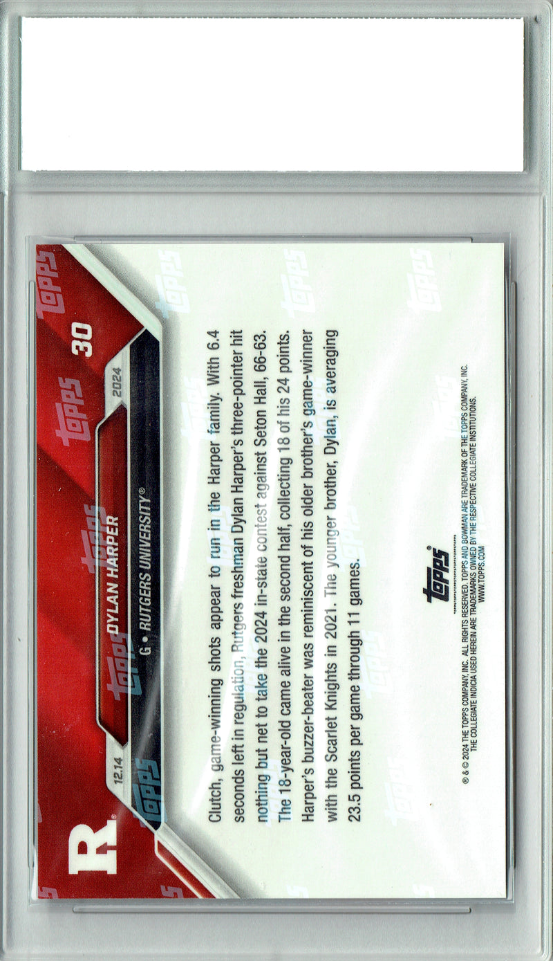 Dylan Harper Rookie Card 2024 Bowman University Now #30 PRISTINE, PGI 10, San Antonio Spurs Basketball
