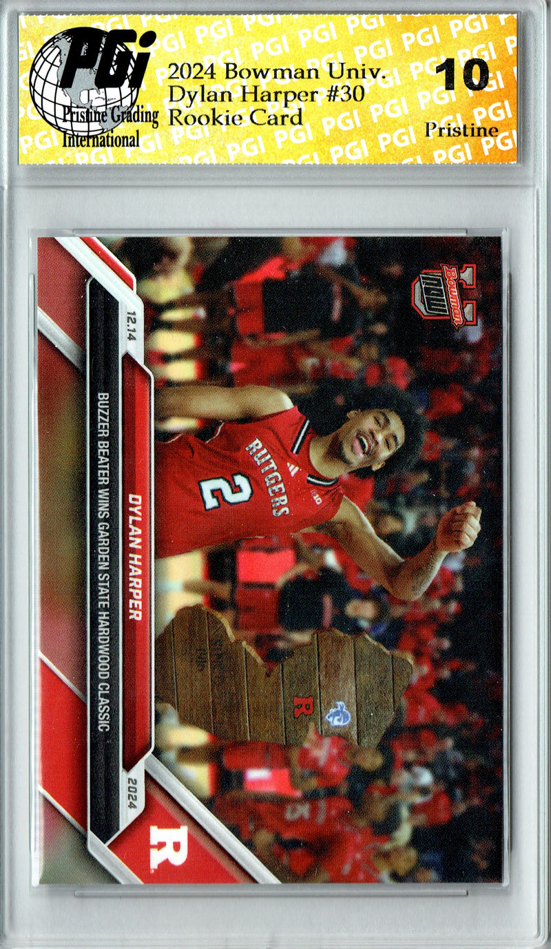 Dylan Harper Rookie Card 2024 Bowman University Now #30 PRISTINE, PGI 10, San Antonio Spurs Basketball