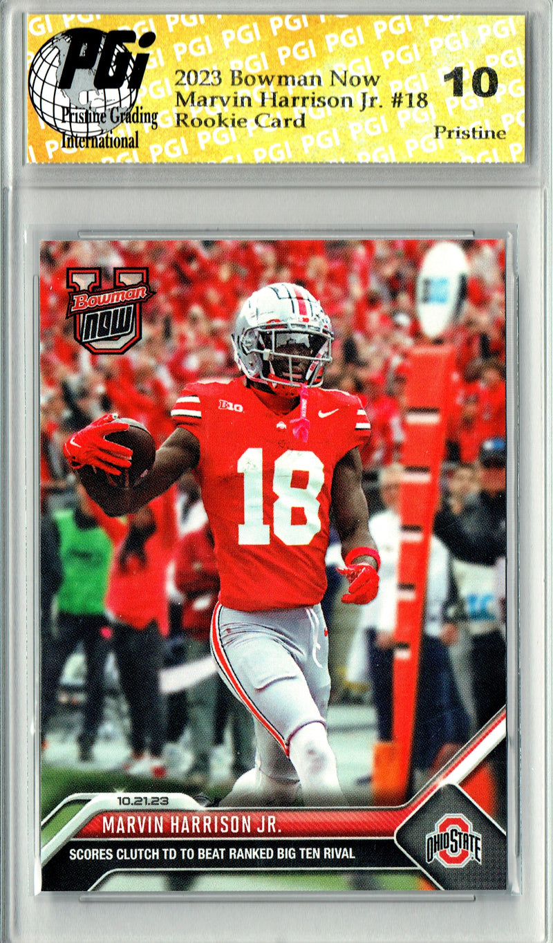 Marvin Harrison Jr. 2023 Bowman University Now #18 PRISTINE Rookie Card PGI 10