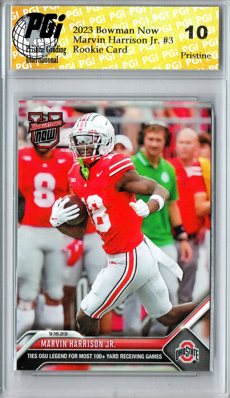 Marvin Harrison Jr. 2023 Bowman University Now #3 PRISTINE Rookie Card PGI 10