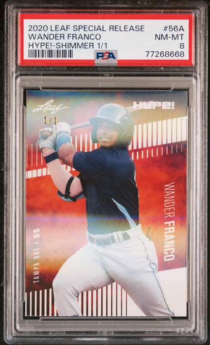 Wander Franco 2020 Leaf HYPE! #56A Rookie Card White Shimmer 1/1 PSA NM-MT 8 (Near Mint-Mint)