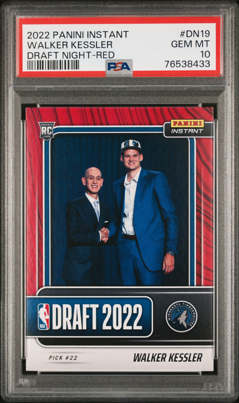 PSA 10 GEM-MT Walker Kessler 2022 Panini Instant #DN19 Rookie Card Draft Night-Red #20/25