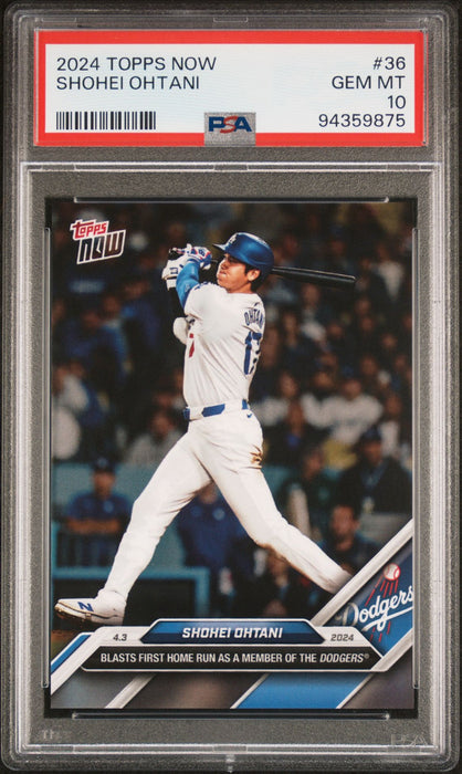 PSA 10 Shohei Ohtani 2024 Topps Now #36 1st Dodger HR! Rare Trading Card
