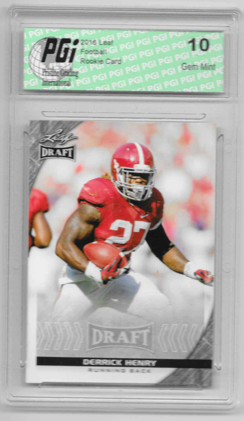 Derrick Henry Rookie Card Tennessee PGI 10 Gem Mint Football Trading Card 2016 Leaf Draft #27 Draft
