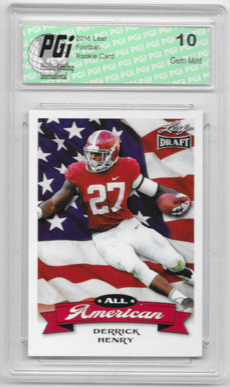 Derrick Henry Rookie Card Tennessee PGI 10 Gem Mint Football Trading Card 2016 Leaf Draft #AA-05 All-American