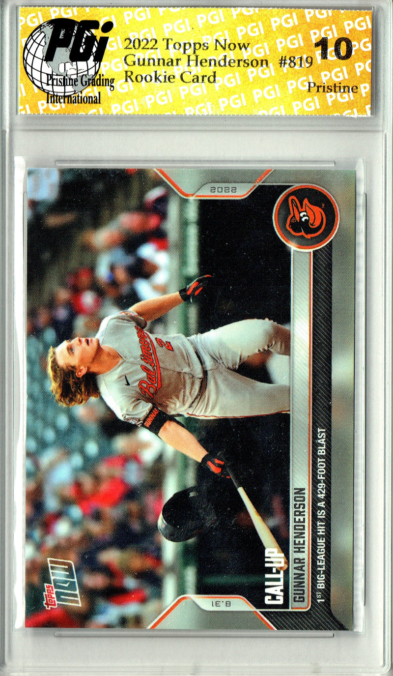 Gunnar Henderson 2022 Topps Now #819 PRISTINE Rookie Card PGI 10