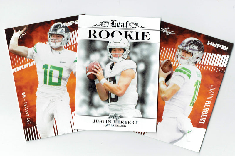 3) Mint Rookie Lot Justin Herbert 2020 Leaf HYPE! ##27, 27A, #4 5000 Made