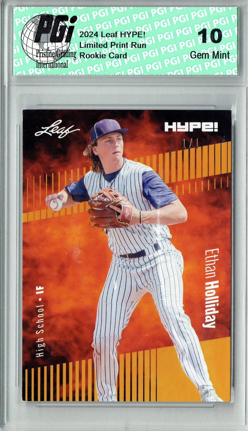 Ethan Holliday 2024 Leaf HYPE! #144 Gold Blank Back 1/1 Rookie Card PGI 10