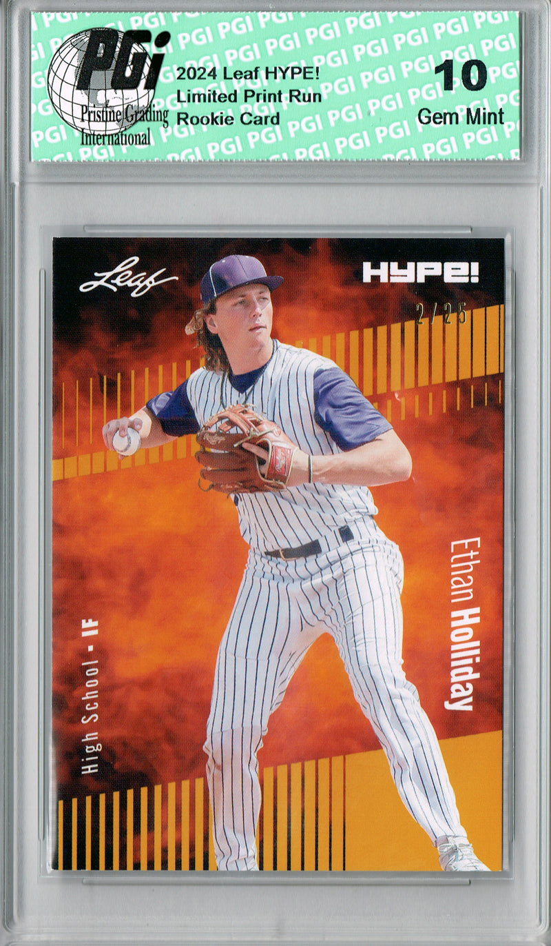 Ethan Holliday 2024 Leaf HYPE! #144 Gold SP 25 Made Rookie Card PGI 10