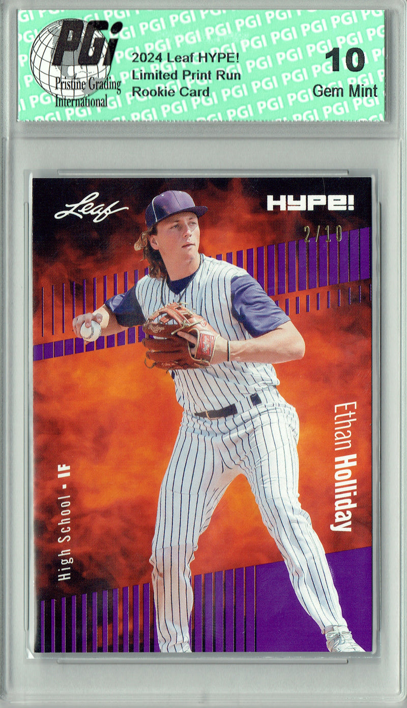 Ethan Holliday 2024 Leaf HYPE! #144 Purple SP 10 Made Rookie Card PGI 10