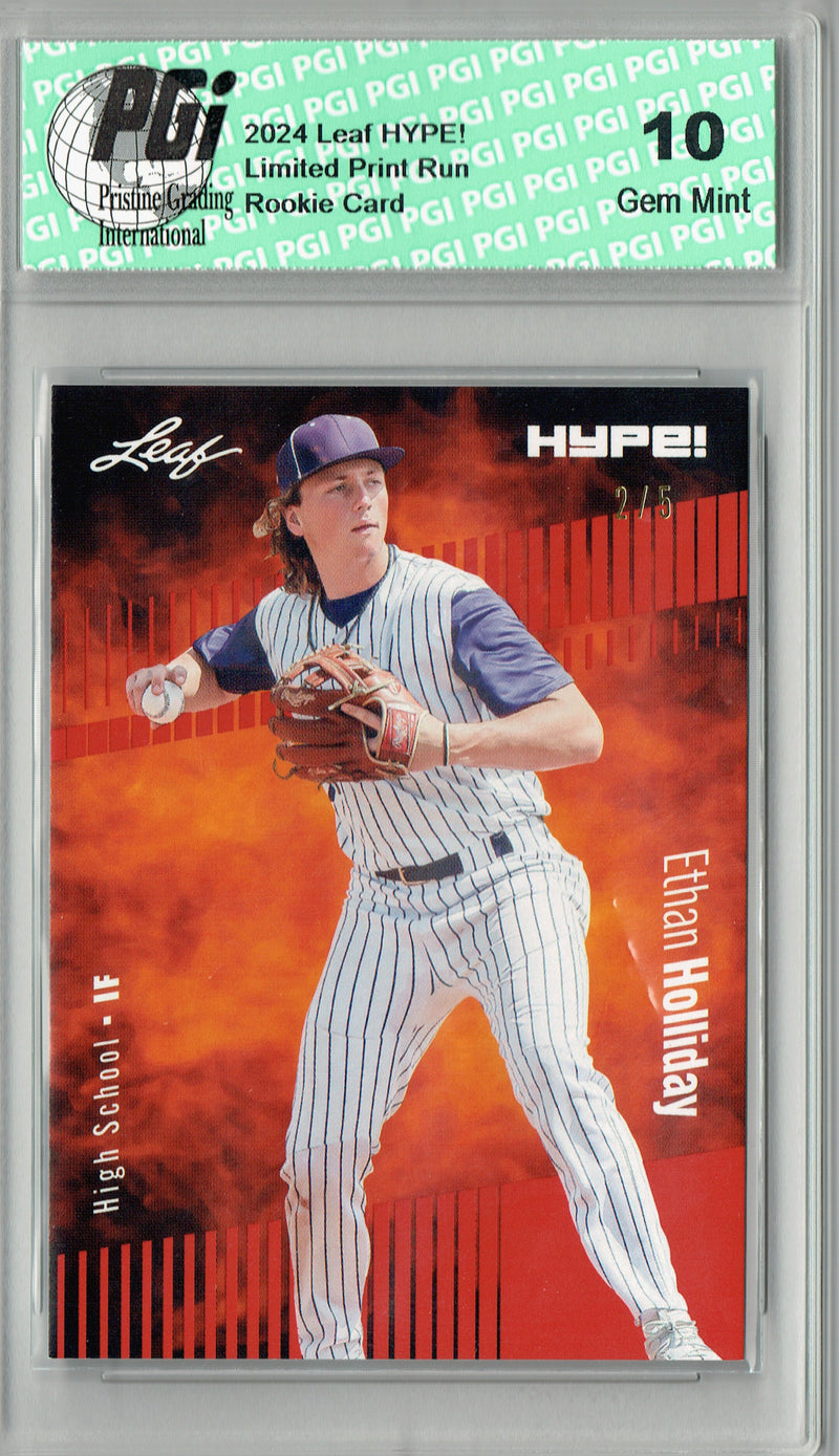 Ethan Holliday 2024 Leaf HYPE! #144 Red SP 5 Made Rookie Card PGI 10