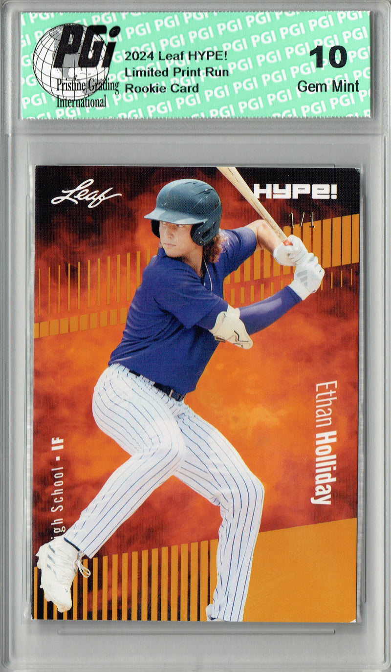 Ethan Holliday 2024 Leaf HYPE! #144A Gold Blank Back 1/1 Rookie Card PGI 10