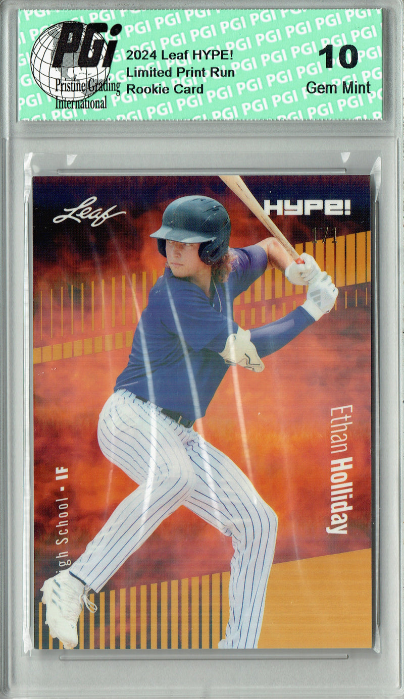 Ethan Holliday 2024 Leaf HYPE! #144A Gold Shimmer 1/1 Rookie Card PGI 10