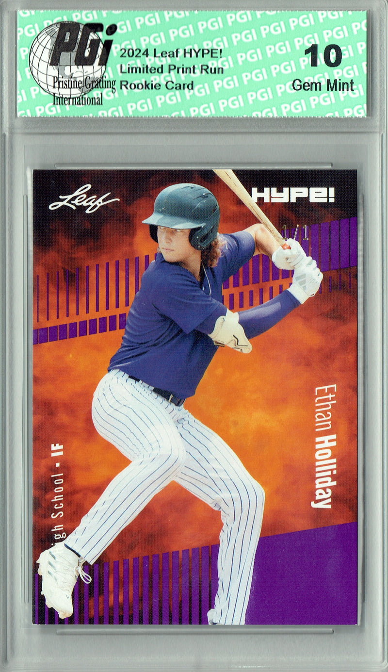 Ethan Holliday 2024 Leaf HYPE! #144A Purple Blank Back 1/1 Rookie Card PGI 10