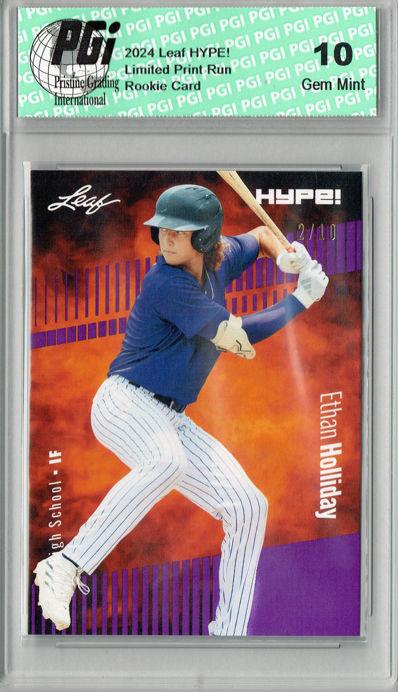 Ethan Holliday 2024 Leaf HYPE! #144A Purple SP 10 Made Rookie Card PGI 10