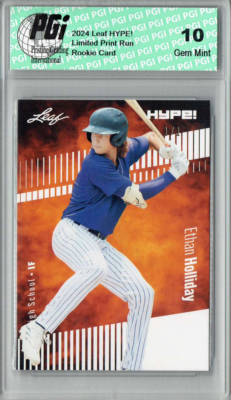 Ethan Holliday 2024 Leaf HYPE! #144A White Blank Back 1/1 Rookie Card PGI 10