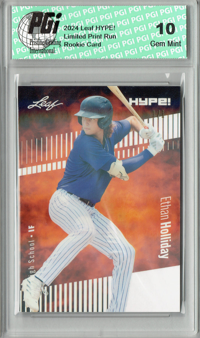 Ethan Holliday 2024 Leaf HYPE! #144A White Shimmer 1/1 Rookie Card PGI 10