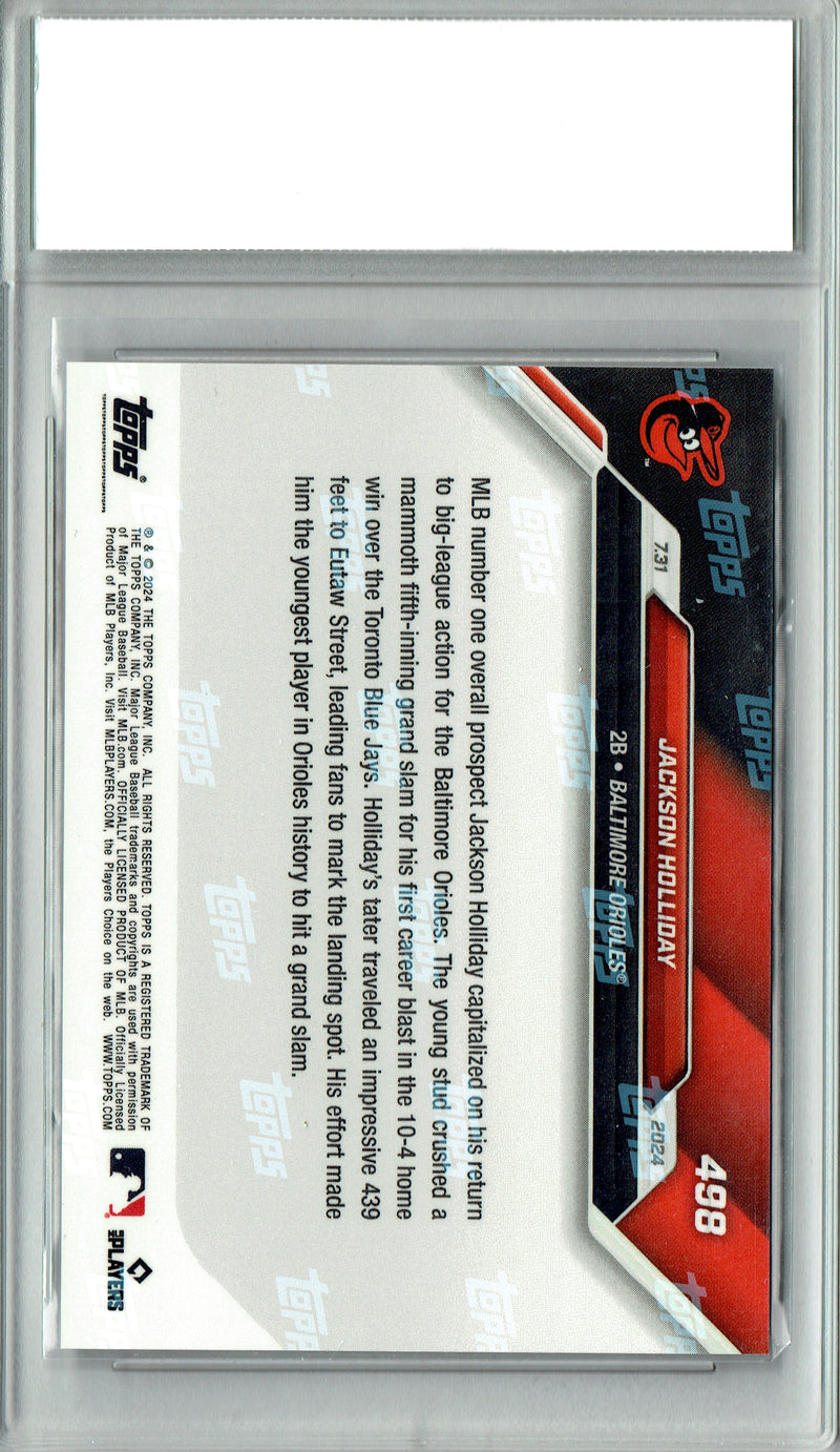 Jackson Holliday Rookie Card 2024 Topps Now #498 PRISTINE, PGI 10, Baltimore Orioles Baseball