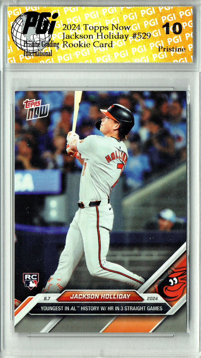Jackson Holliday Rookie Card 2024 Topps Now #529 PRISTINE, PGI 10, Baltimore Orioles Baseball