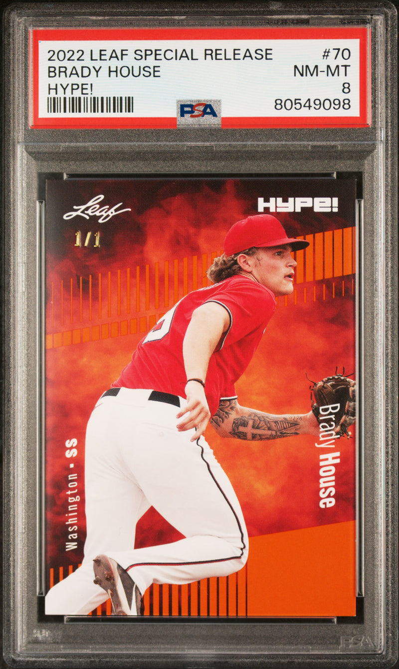 PSA 8 Brady House 2022 Leaf Hype! #70 Orange Masterpiece 1/1 Rookie Card