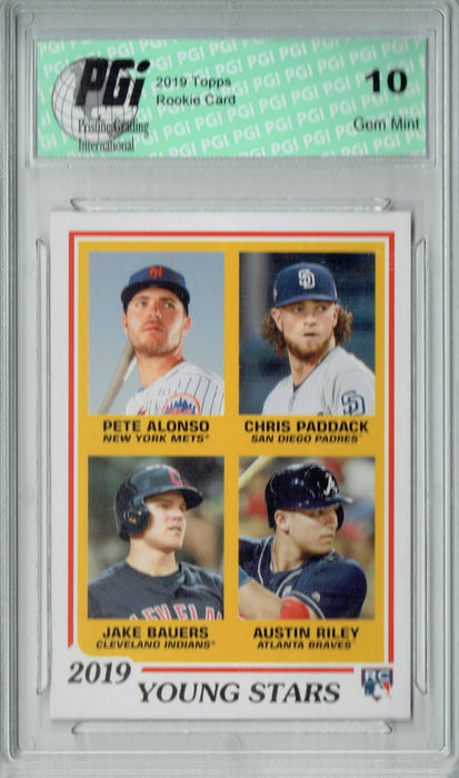 Pete Alonso Austin Riley Chris Paddack 2019 Topps #266 TBT Rookie Card PGI 10