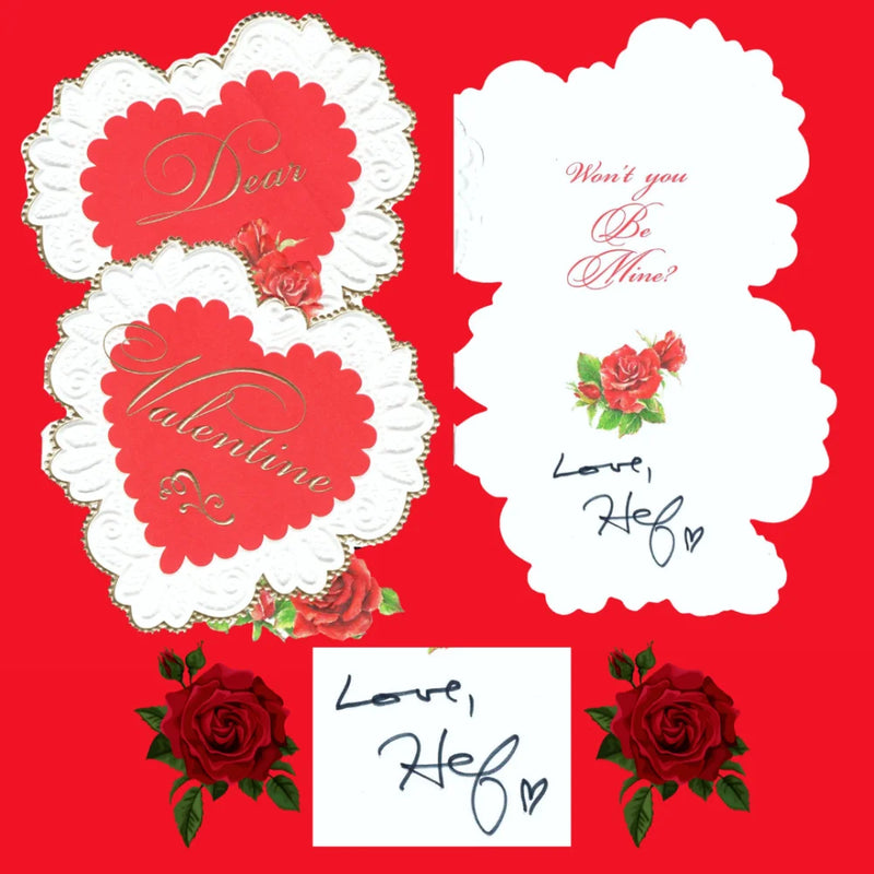 Hugh Hefner Signed Personal Valentine's Day Card BAS COA Autograph Playboy Inscribed