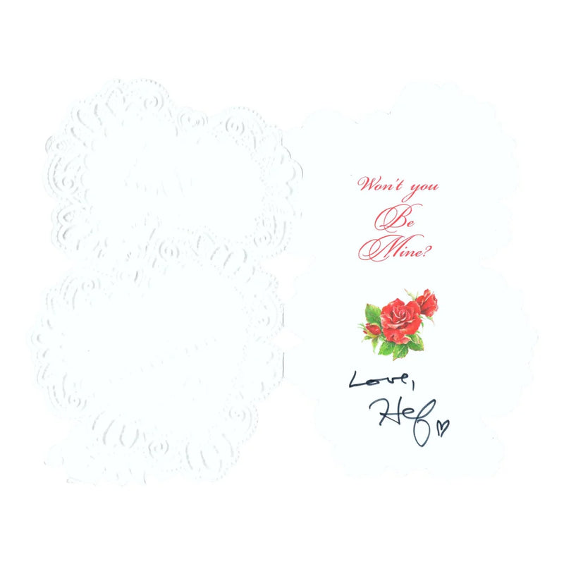 Hugh Hefner Signed Personal Valentine's Day Card BAS COA Autograph Playboy Inscribed
