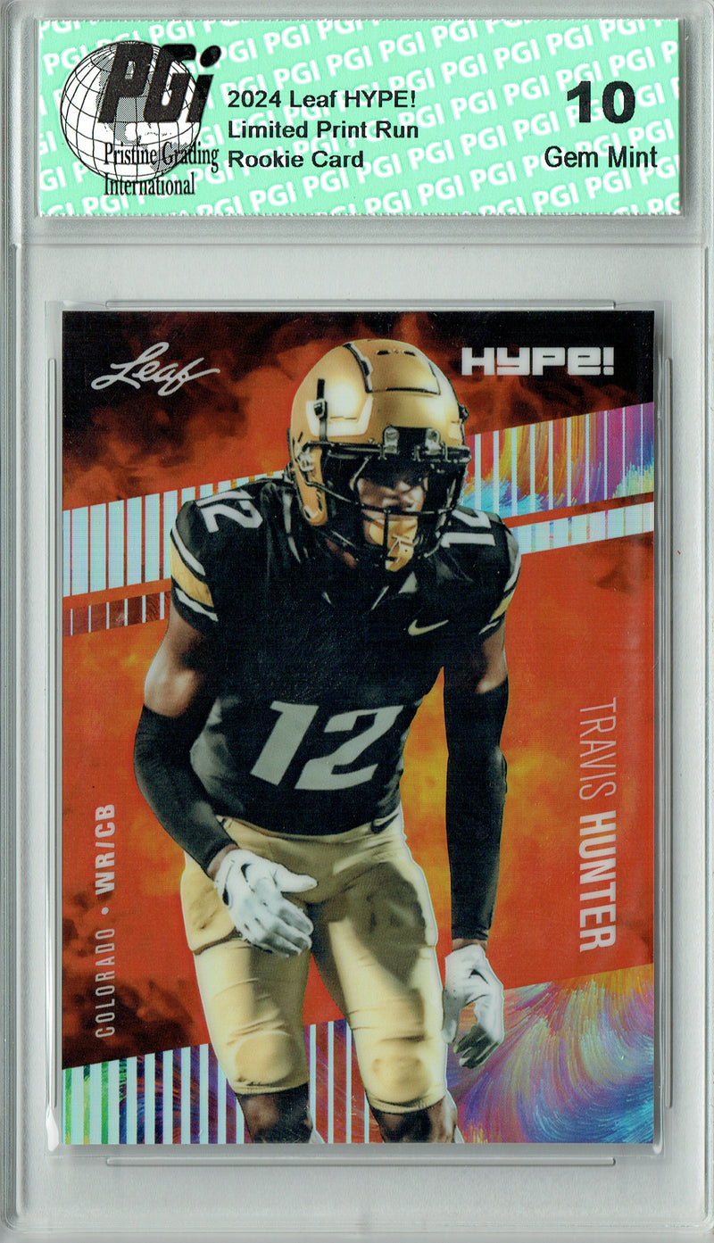Travis Hunter Rookie Card 2024 Leaf HYPE! #HM-18 Metal 1/1 Burst, PGI 10, Jacksonville Jaguars Football