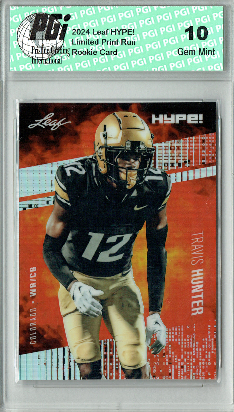 Travis Hunter Rookie Card 2024 Leaf HYPE! #HM-18 Metal 1/1 Matrix, PGI 10, Jacksonville Jaguars Football