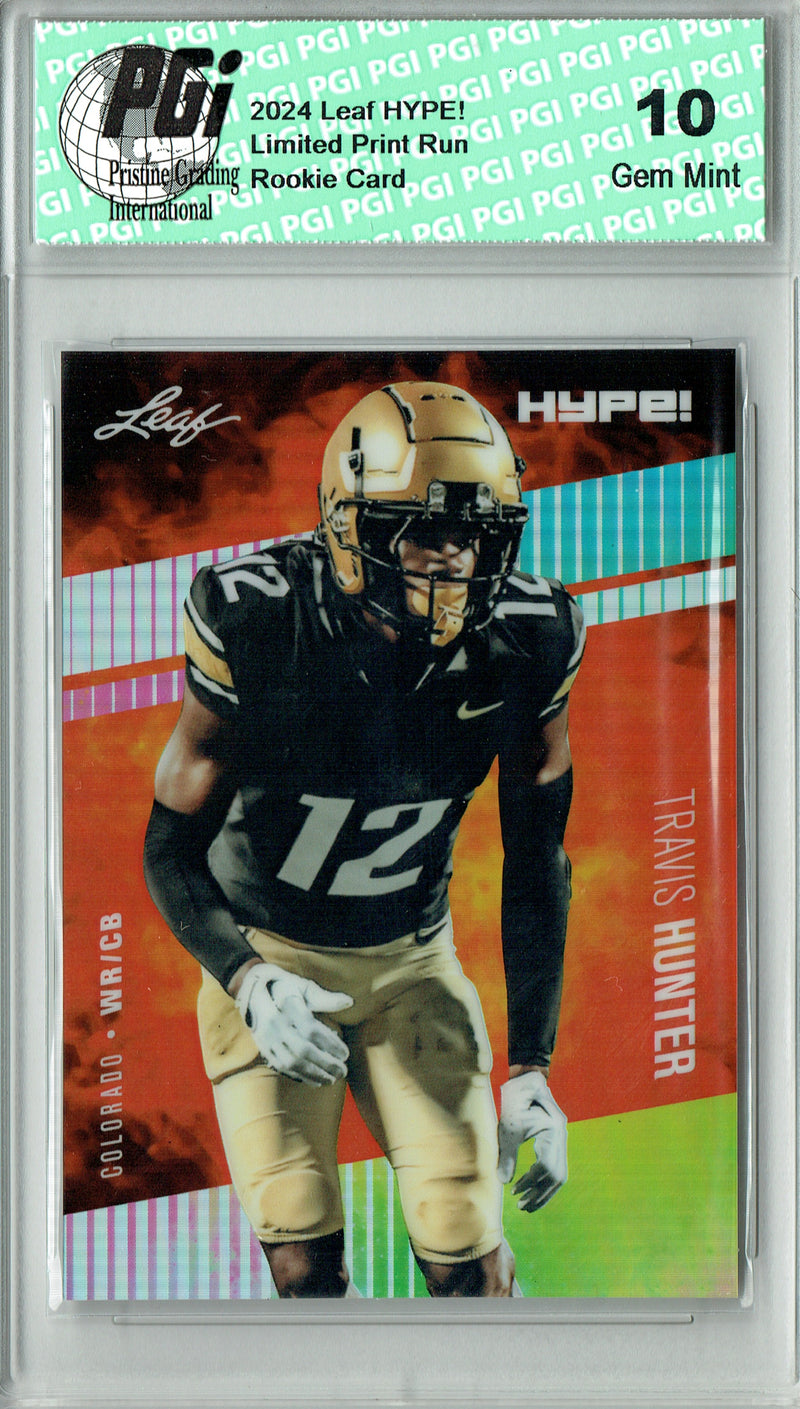 Travis Hunter Rookie Card 2024 Leaf HYPE! #HM-18 Metal 1/1 Neon, PGI 10, Jacksonville Jaguars Football