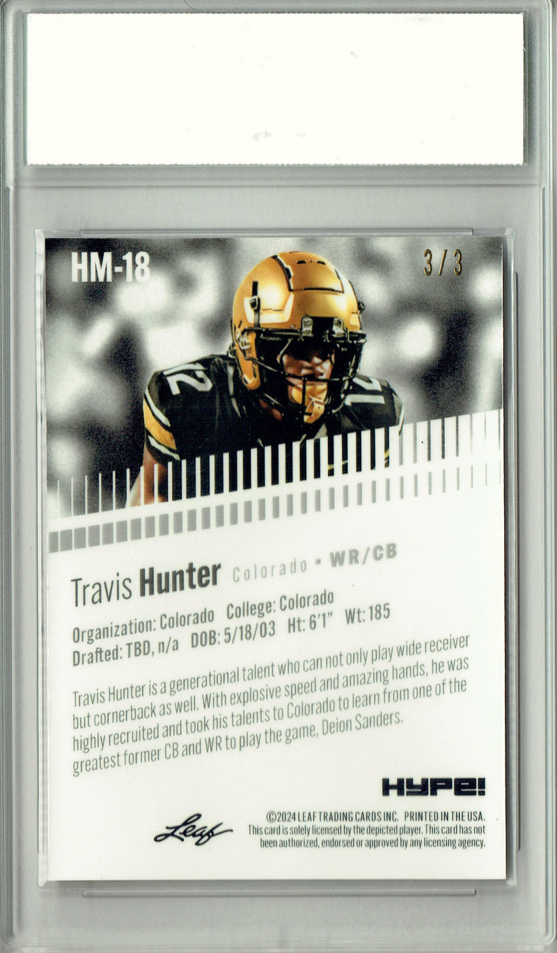 Travis Hunter Rookie Card Jacksonville Pro Football Trading Card 2024 Leaf HYPE! Metal #HM-18 Orange Only 3 Made PGI 10