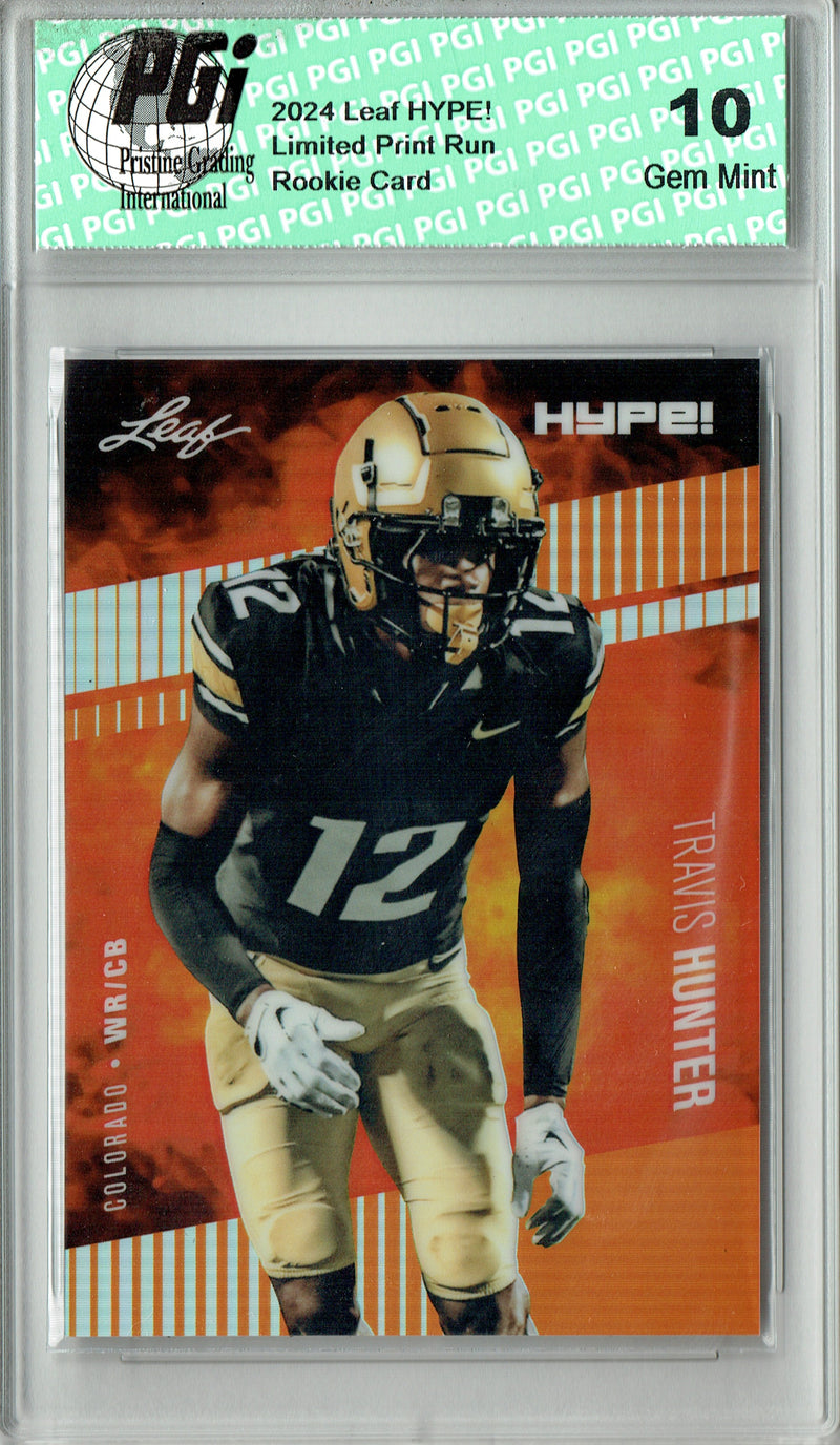 Travis Hunter Rookie Card Jacksonville Pro Football Trading Card 2024 Leaf HYPE! Metal #HM-18 Orange Only 3 Made PGI 10