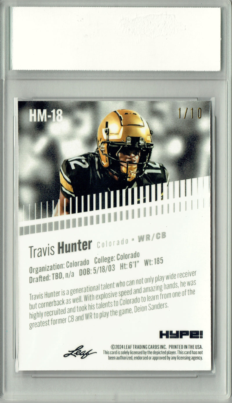 Travis Hunter Rookie Card Jacksonville Pro Football Trading Card 2024 Leaf HYPE! Metal #HM-18 Pink Only 10 Made PGI 10